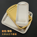 Korean style 304 stainless steel rectangular tray, thickened gold-plated bbq plate, serving dish, sushi plate, flat bottom tray, storage tray