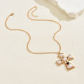 Imitation pearl metal cross pendant wholesale - european & american cross-border punk style - unique necklace for women - high-end clavicle chain