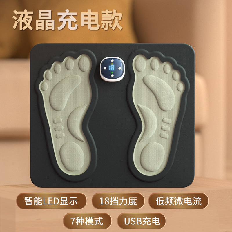 Lcd display rechargeable foot pad massager micro-current micro-electric pulse relaxes foot nerves and relieves soreness and numbness