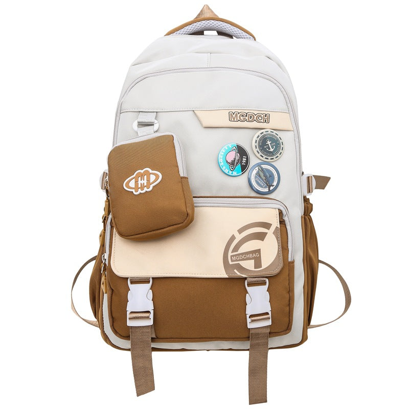 New student schoolbags, men's and women's backpacks, teenagers, campus backpacks, simple and fashionable, high school and high school large-capacity schoolbags