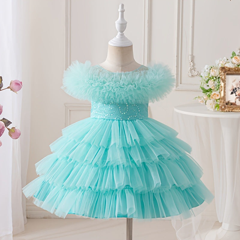 New arrival cross-border kids performance dress lace princess skirt festival tutu skirt gauze skirt first birthday dress performance costume
