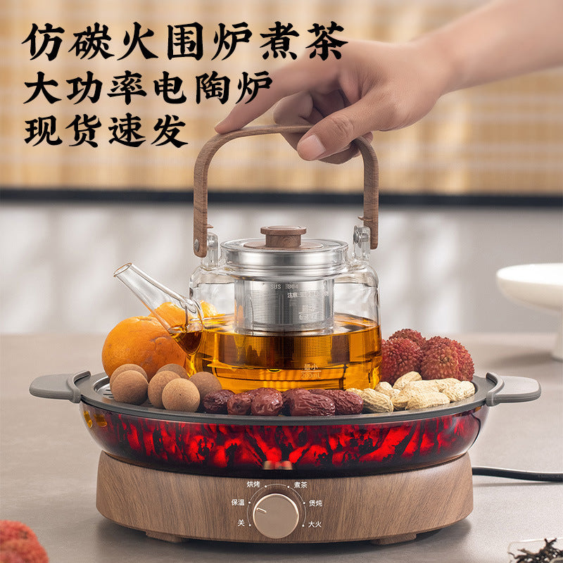 Electric ceramic stove for tea brewing, multifunctional tea maker, outdoor camping tea stove, rotary knob electric tea stove, home tea set
