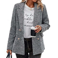 Women's solid color double-breasted blazer - european & american style, casual women's new top,  houndstooth jacket