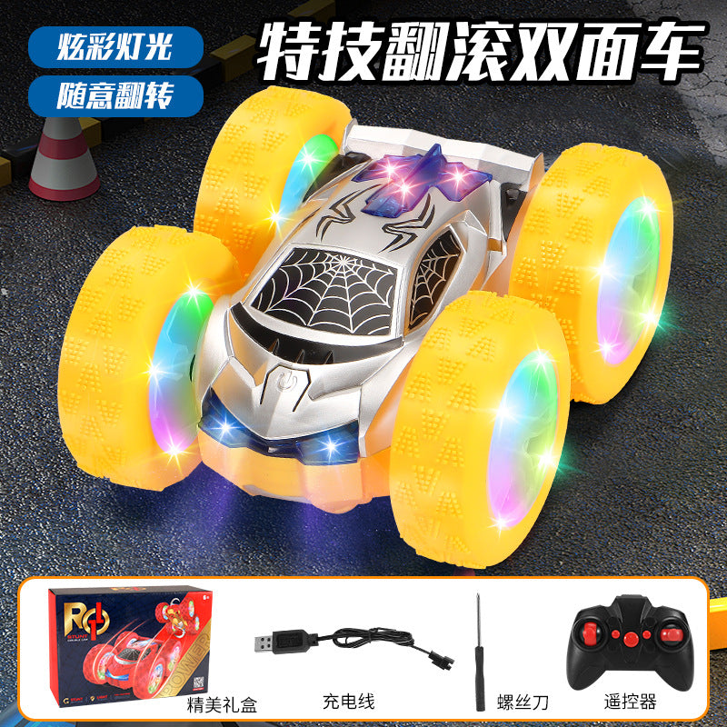 spider double-sided stunt drift car four-wheel drive off-road climbing light stunt rotate remote control car kids toy