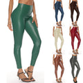 Aliexpress  ins style high waist leather pants for women fashionplus size elastic butt lift leather pants bright multi-color