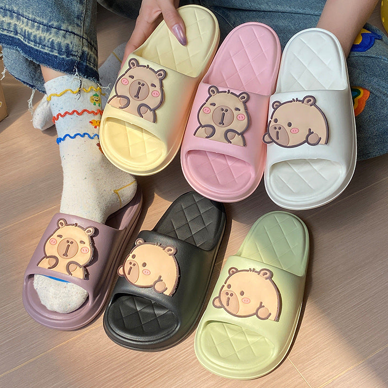 New eva platform slippers for women - capybara design, all-season wear, indoor/outdoor non-slip, thick sole, couple's slippers
