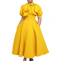 summer new european and american cross-border short-sleeve tie-up bowknot puffy ball gown european and american dress