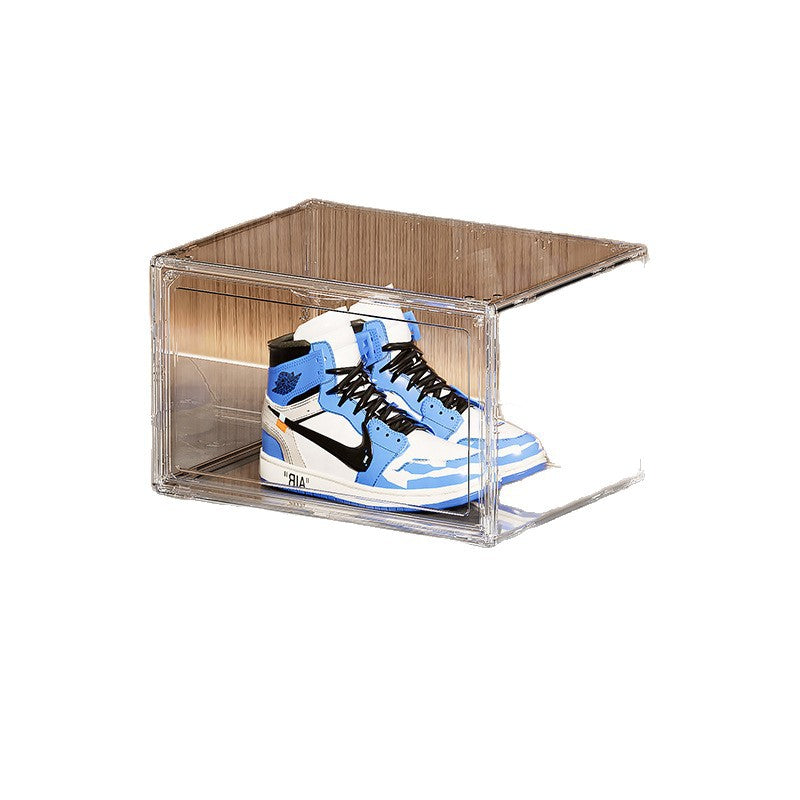 Household shoe storage box Transparent PET foldable sneaker display cabinet Dust-proof magnetic shoe cabinet Large capacity shoe box