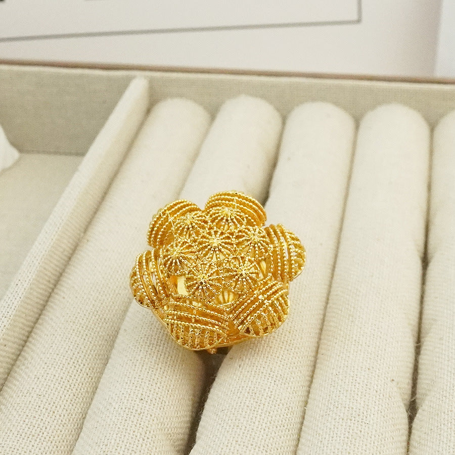 Women's fashion luxury hollow leaf ring adjustable size bridal wedding birthday party, christmas gift