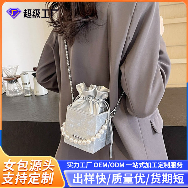 高级感小包包女2025新款休闲链条包时尚简约单肩包网红珍珠斜挎包