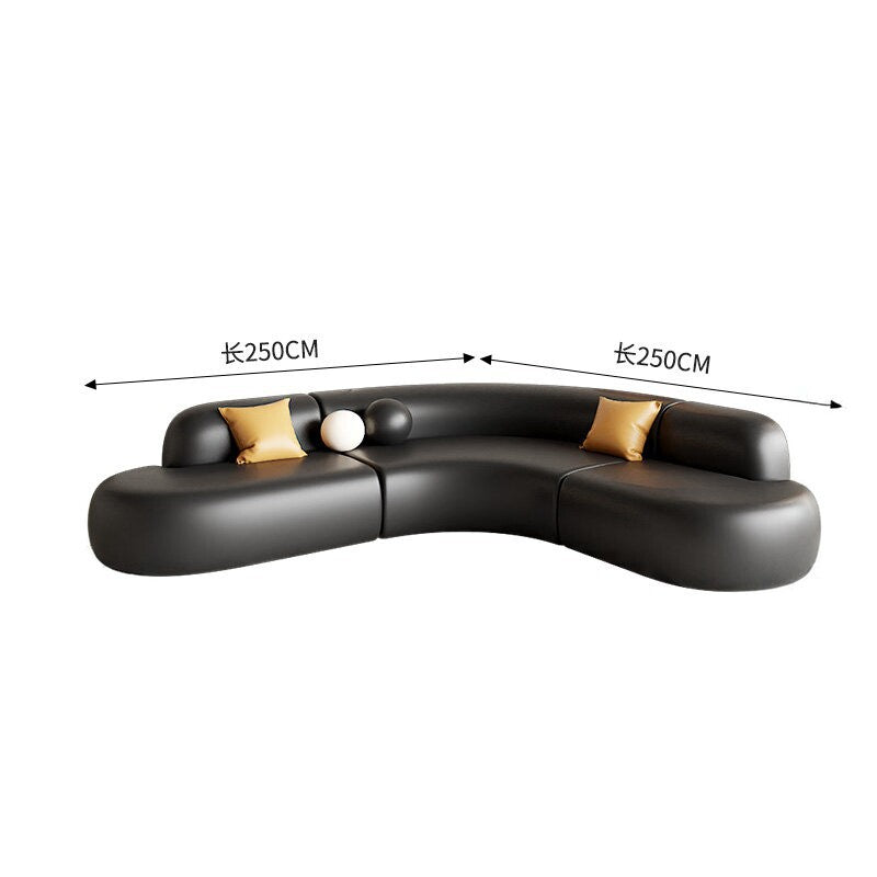 Modern minimalist corner leather sofa set - ideal for home lounges, hotel lobbies, beauty salons, and multi-person meetings