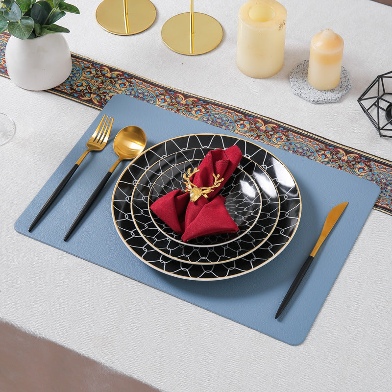 Ceramic tableware display set for showroom: nordic style dinnerware, plates, and western steak plate set