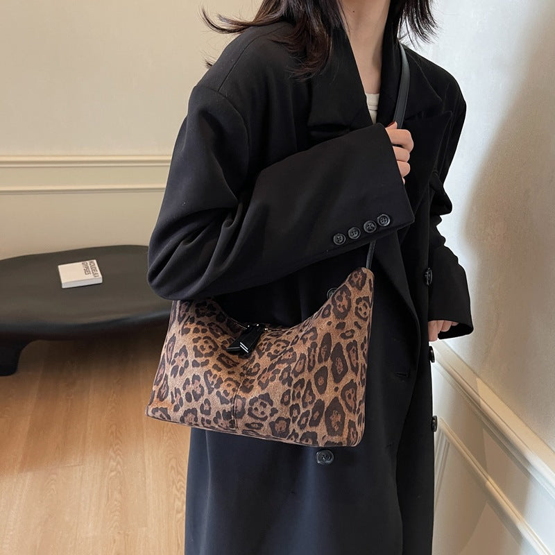 Cross-border retro high-end underarm dumpling bag women's 2025 new autumn and winter trend leopard print versatile single shoulder messenger bag