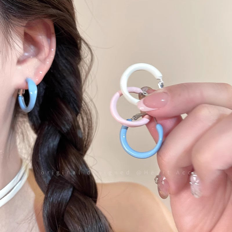 Summer dopamine color block enamel hoop earrings - women's luxury, high-end, elegant stud, hoop, and clip-on earrings