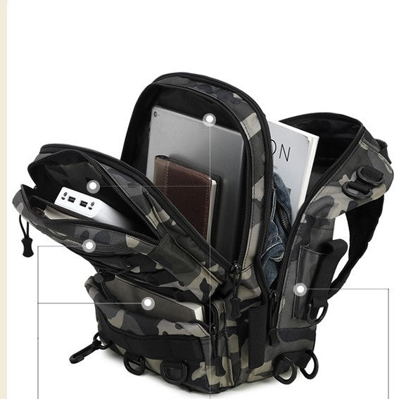 New Luya bag single double shoulder fishing bag multi-functional sports outdoor fishing gear bag large capacity camouflage backpack