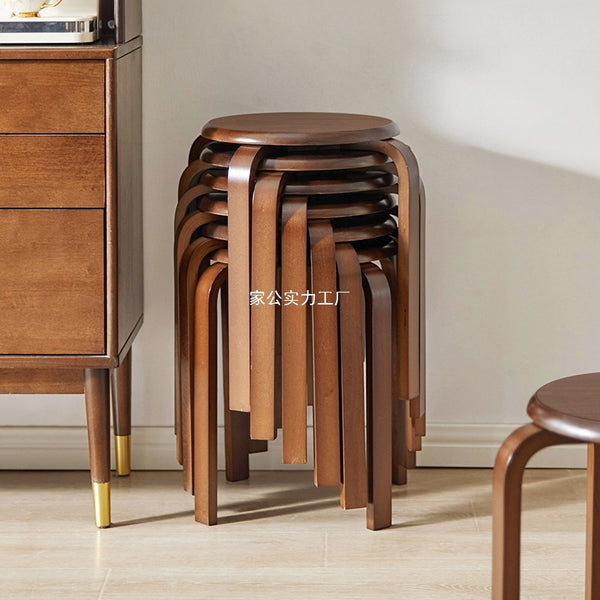 Solid wood living room dining chair household round stool wooden stool simple modern low stool can be stacked economical and practical small stool dining table