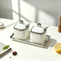 New ceramic seasoning jar set - complete home spice rack, salt & sugar bowl set with spoons - wholesale kitchen utensils