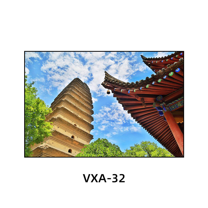 陕西装饰画西安长安古城风景建筑面馆挂画美食餐厅饭店包厢壁画