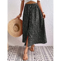 Shipped:  new cross-border european and american printed dress, button-down tie-up maxi skirt, summer country a-line skirt, midi skirt