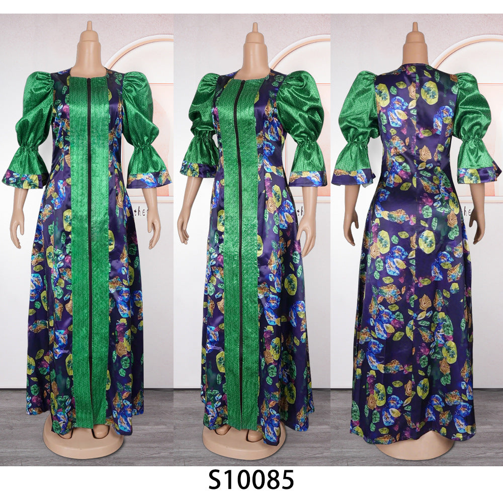 African print maxi dress robe -  hot seller, plus size, loose fit, zip-up cardigan dress