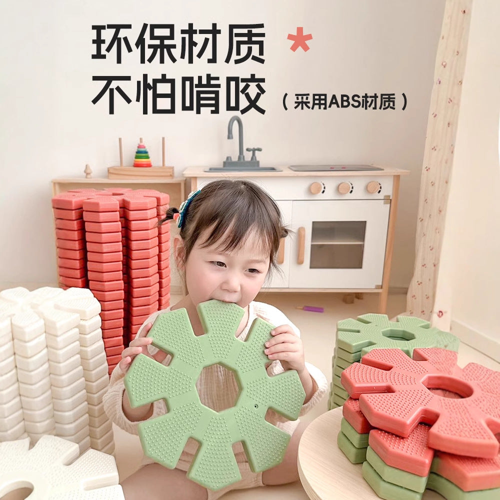 Qiao Le Xiong Snowflake Pieces Children's Extra Large Mosaic Plastic Building Block Large Construction Area Baby Assembling Educational Toys