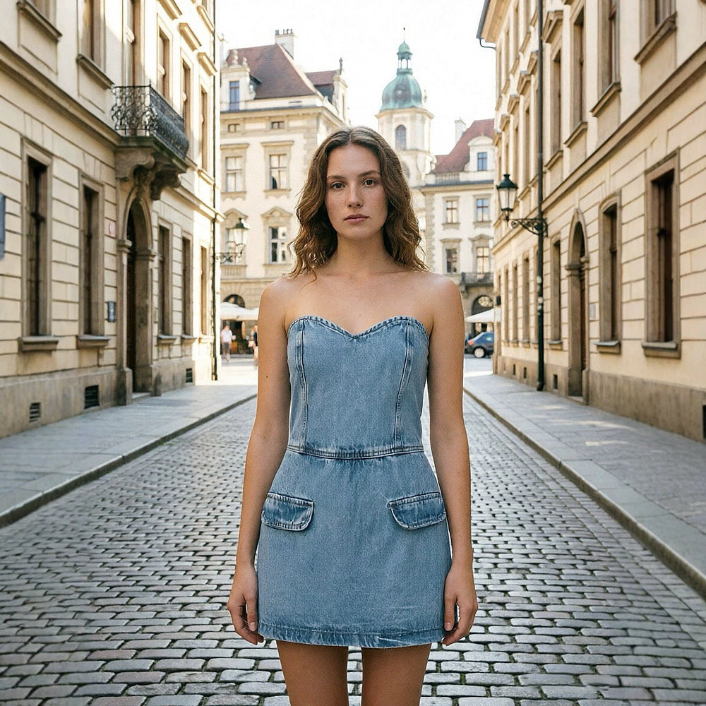 European and american cross-border splicing women's tube top skirt  european and american e-commerce  cross-border