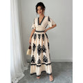 Aliexpress 1688 independent station in stock women's summerprintingv neck longdress