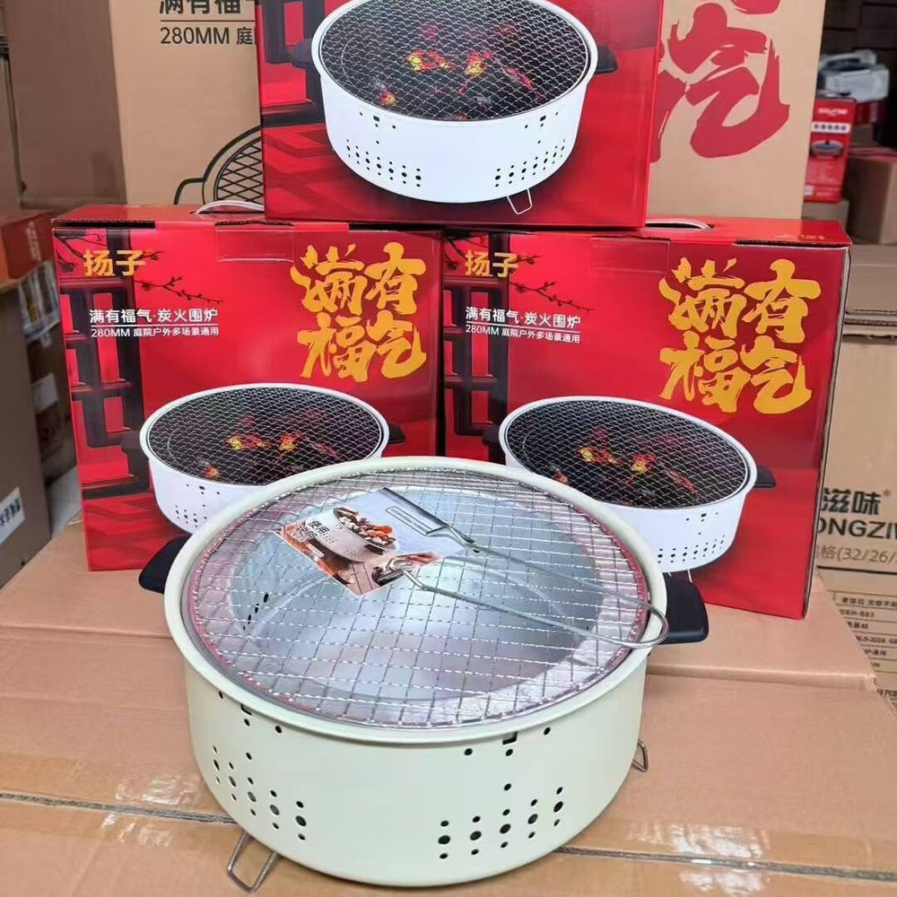 Portable charcoal stove for tea brewing, bbq, and camping - multifunctional heater with tiktok support and dropshipping available (baking pan included)