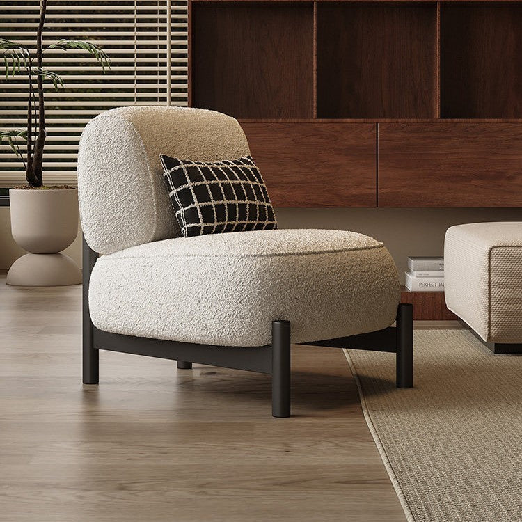 Cream style solid wood sofa chair normcore cashmere lazy lounge chair japanese style small apartment casual sofa seat