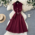 K-stylework clothingv neck sleeveless lapel dress women's summer waist slimming look a-line skirt eleganceelegantsilmp skirt