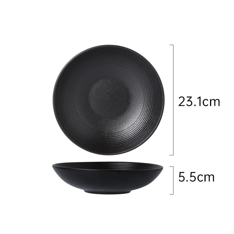 Vintage creative ceramic dinnerware western plate home frosted line ceramic dish hotel restaurant business plate