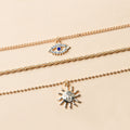 Bohemian multi-layered necklace for women retro sunflower pendant niche style stacked clavicle chain accessories choker necklace