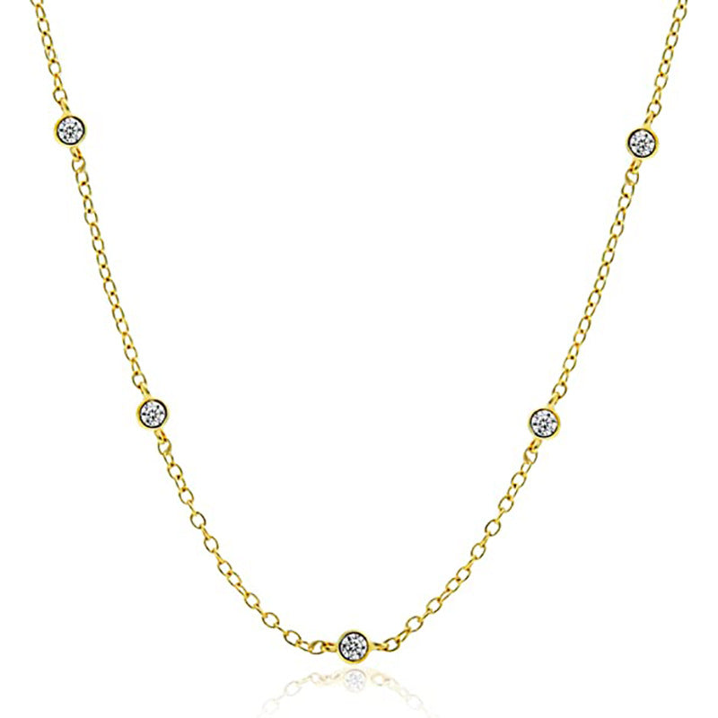 Amazon cross-border jewelry women's fashion simple rhinestone necklace ins style versatile zircon clavicle chain in stock