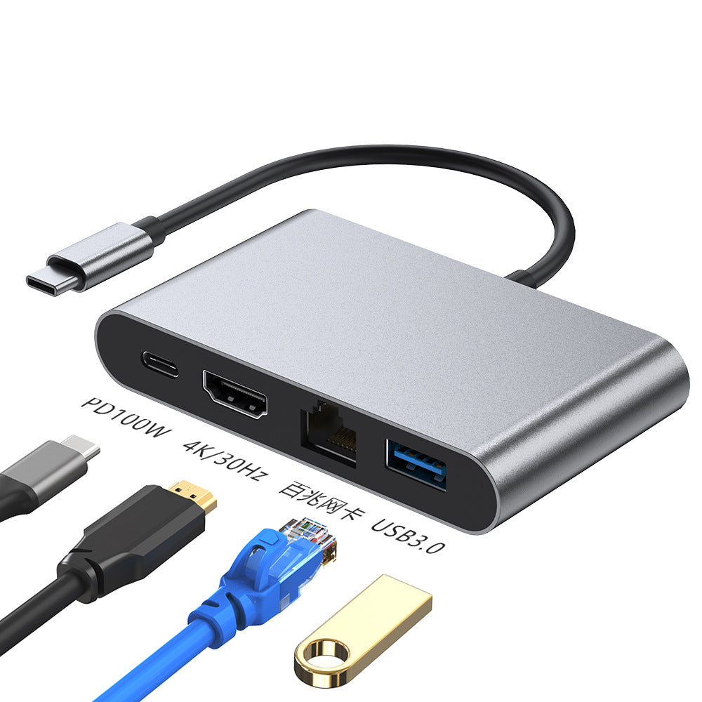 type-c docking station to high-definition 4k30hz network card usb3.0 manufacturer wholesale hub3.0 converter