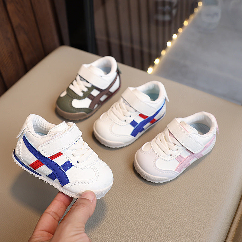 Kids' athletic shoes: new spring/autumn  collection - boys' white sneakers, girls' casual shoes, first walking shoes, and skate shoes