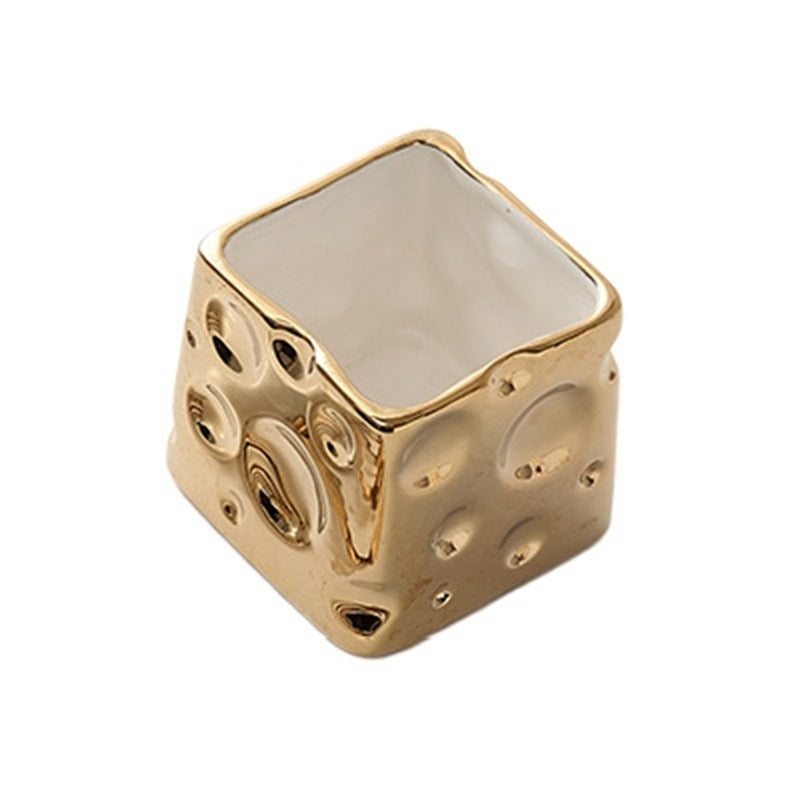 Influencer-approved creamy fruit fork set: electroplated, luxe storage jar, high-value coffee table decor, fruit picks