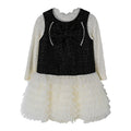 Girls' dress  autumn new arrival: sleeveless tank dress with lace trim, two-piece set (perfect for the "rich girl" look)