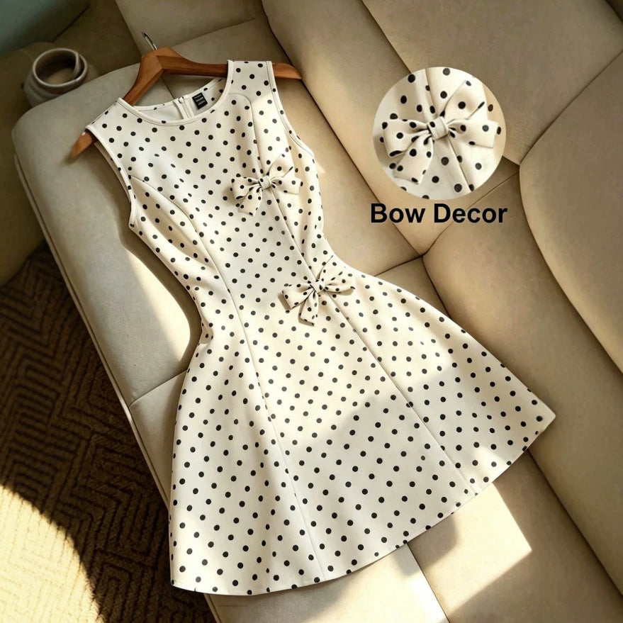 women's fashion:  summer new arrivals - european & american style, figure-flattering, polka dot, ruffle hem, sleeveless dress