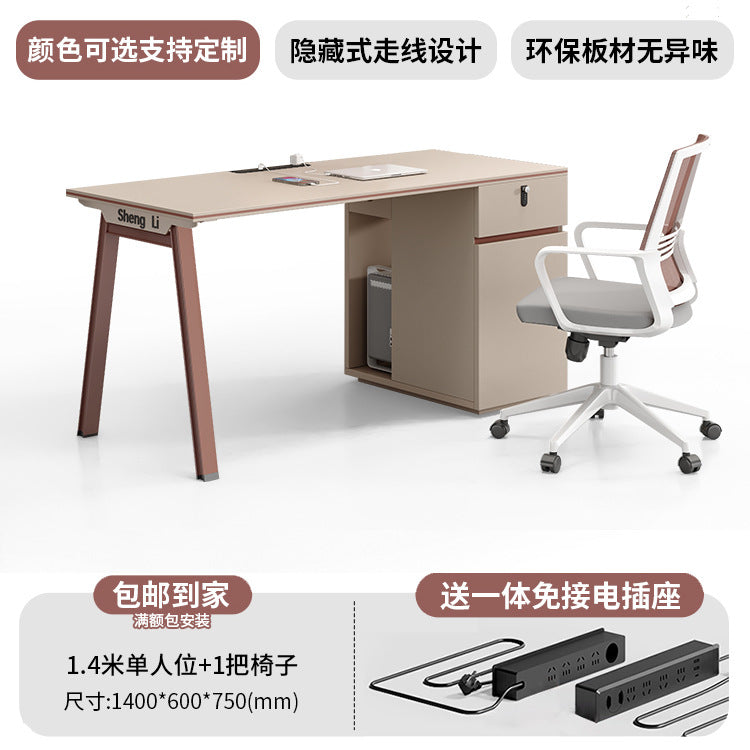 Office desk and chair set - 4/6 seater minimalist modern office table with partition workstation computer desk booth