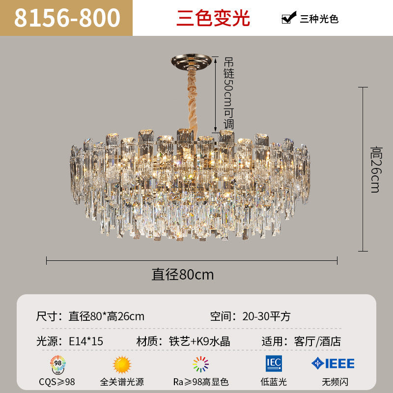2025 new living room main lamp crystal lamp light luxury post-modern simple restaurant lighting Internet celebrity European chandelier