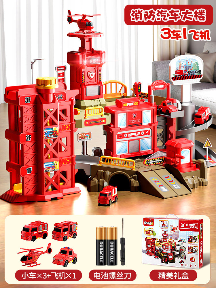 Construction track car sliding train parking lot car rush adventure 3 years old 4 boys educational kids toys