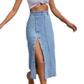 European and american style denim skirt hot-selling new cross-border washed slit denim skirt multi-button denim skirt