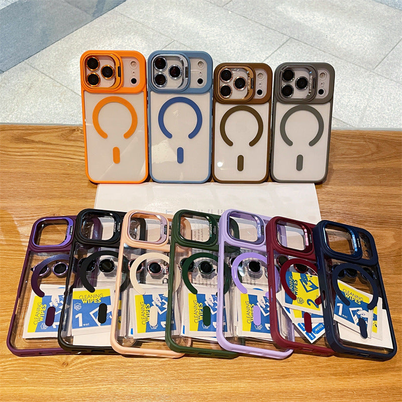 Apple 17promax lens holder magnetic phone case suitable for iphone16 with lens film 15 anti-fall case