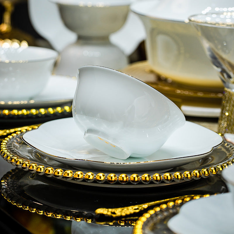 Jingdezhen tableware set, high-end housewarming gift box, dishes, fish plates, chopsticks, high temperature underglaze color