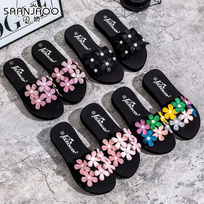 Anti-fall plaidthickened princess style women's flip-flops ultra-light trendyins home and outdoor stain-resistant summer sandals