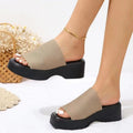 Source manufacturer fashion cross-border new arrival one-shaped wedge thick-soled slippers slippersexportplus size