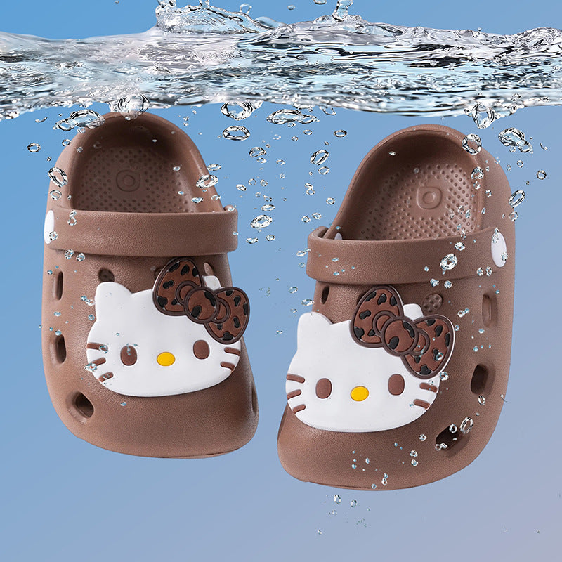Eva kids' clogs - summer girls' indoor anti-slip leopard print kt cat slippers - toddler & big kids' beach sandals