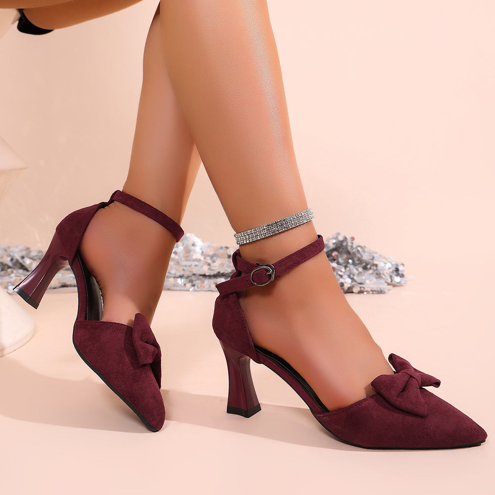 Summer cross-border bowknot plus size high heel sandals women's 2026 new style stiletto european and american elegant closed-toe sandals for export