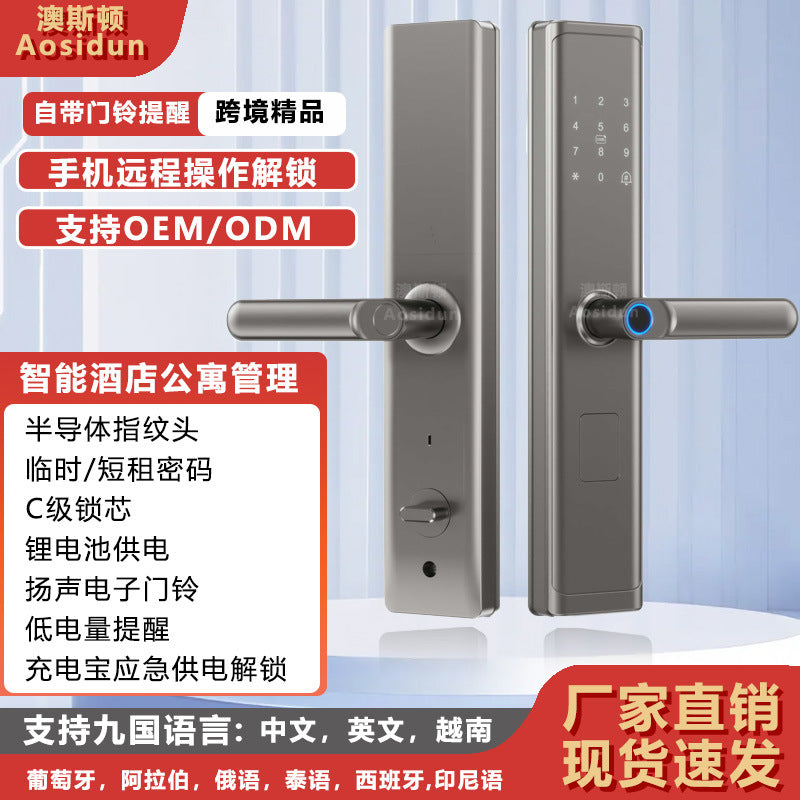 Apartment smart lock b&b hotel smart sensor swipe lock cross-border tuantong tuya fingerprint lock manufacturer in stock