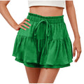 cross-border women's summer fashion ruffle solid color drawstring skort shorts